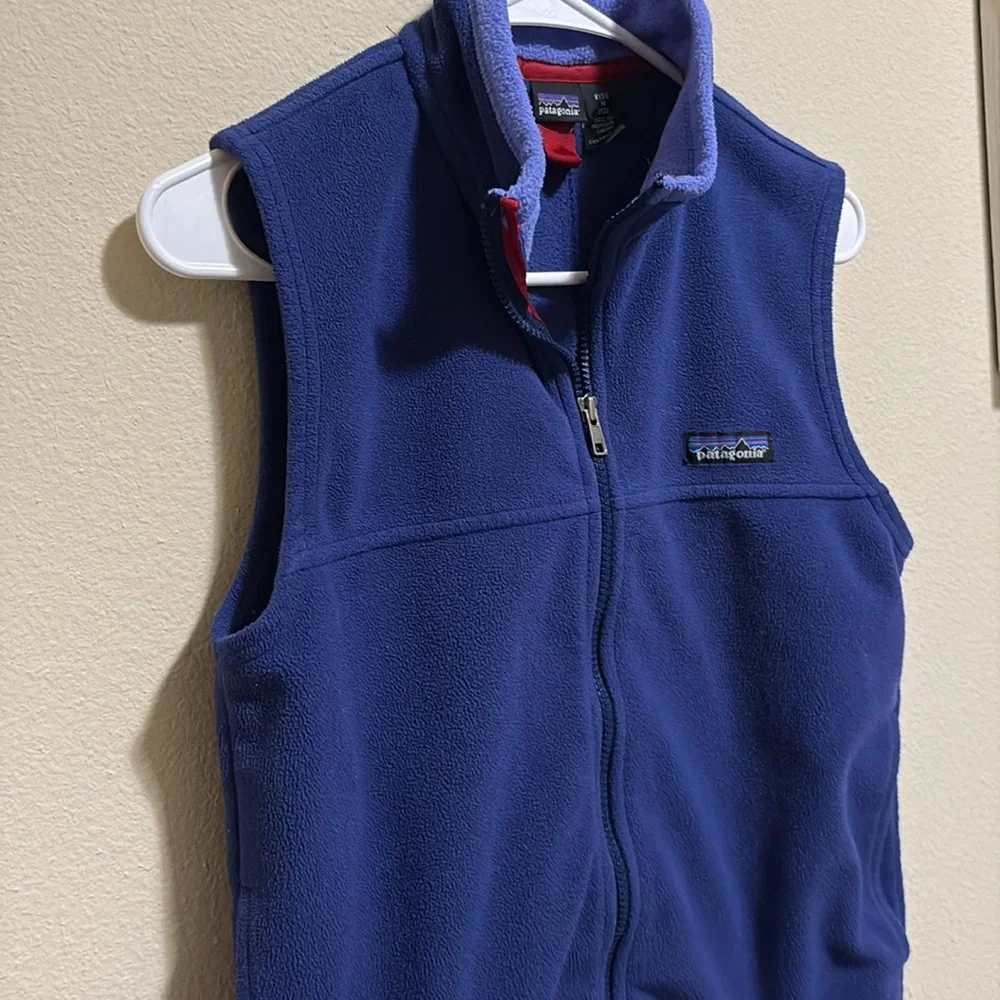 Patagonia Synchilla Kids Cozy Blue Fleece Jacket Vest Size Medium - Picture 5 of 7
